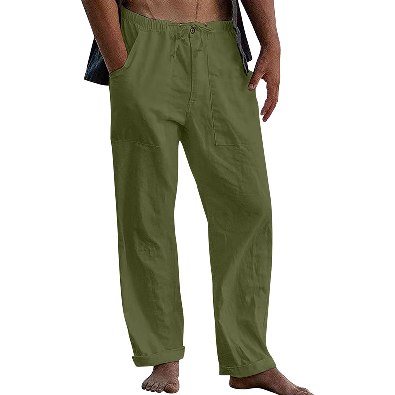 Men's Casal Solid Color Cotn Linen Pants