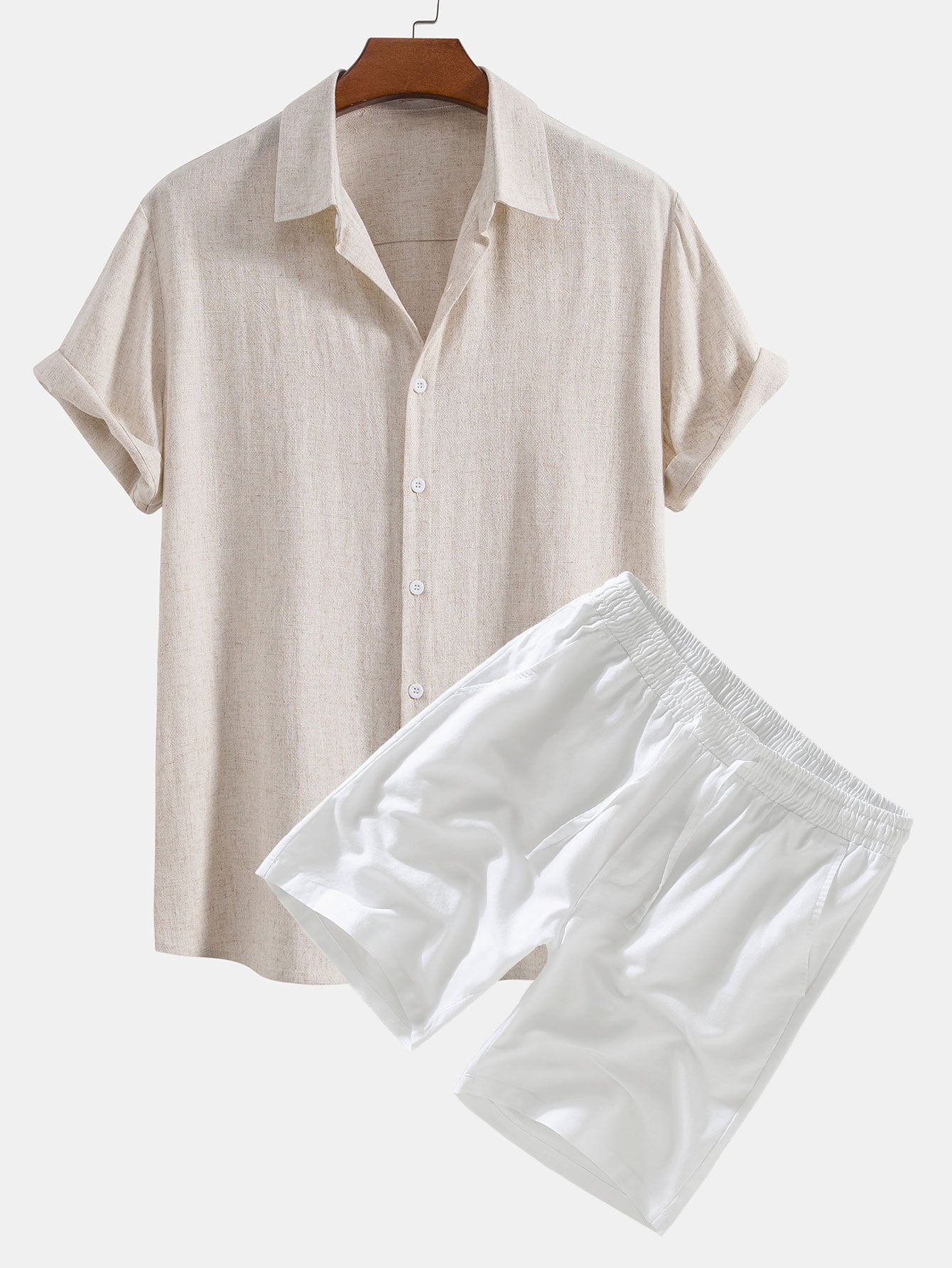 Duane® | Linen Rayon Blend Button Up Shirt & Linen Drawstring Shorts