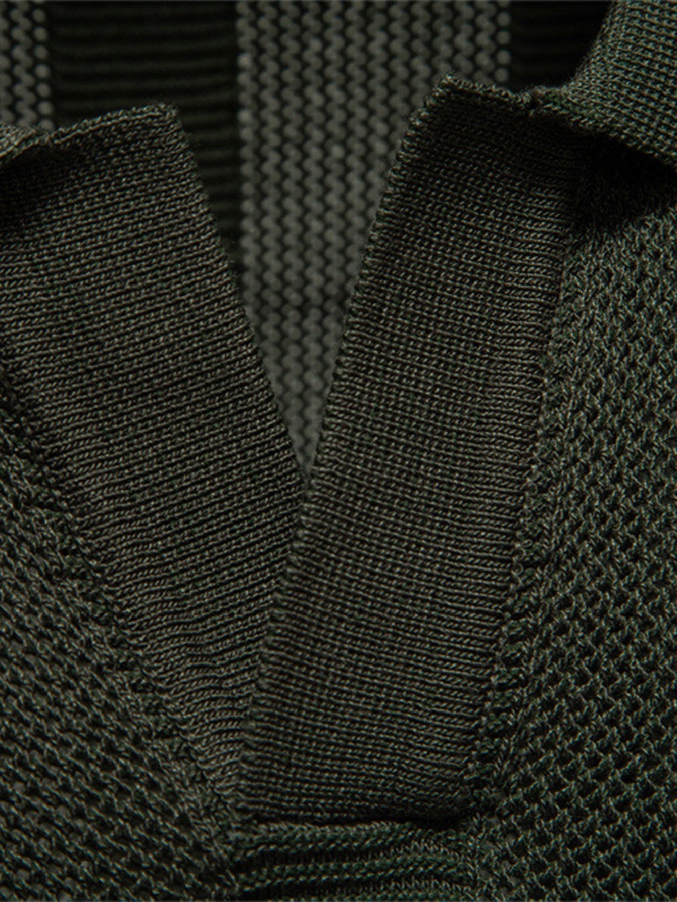 Dominic | Stripe Hollow Knit V Neck Polo Shirt