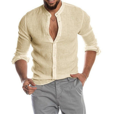 Julian® | Long-Sleeved, Loose Men'S Shirt With Stand-Up Collar Made Of Linen
