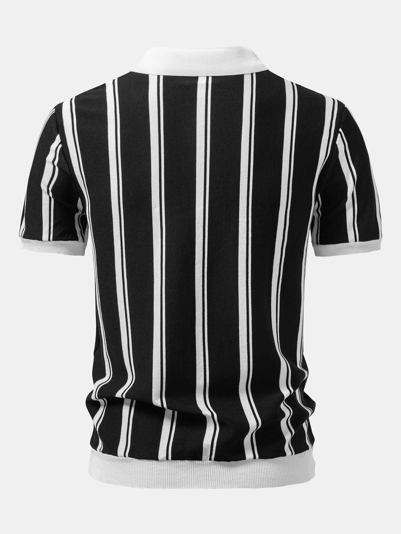 James | Striped Zip Up Knit Polo