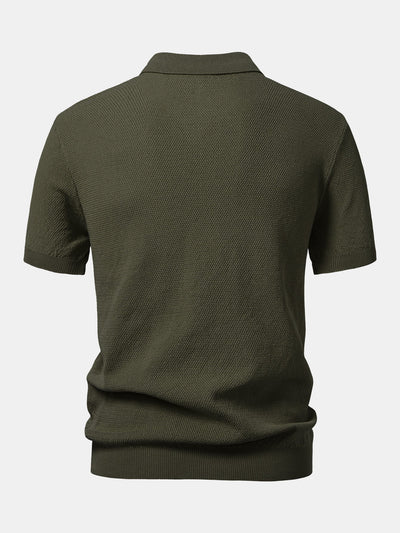 Julian | Textured Zip Up Knit Polo Shirt