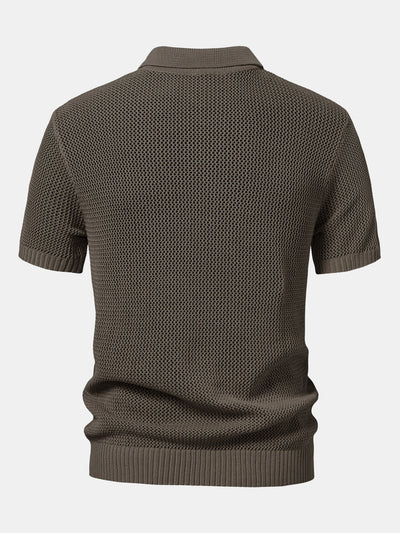 Teodoro® | Eyelet Zip Up Knit Polo Shirt