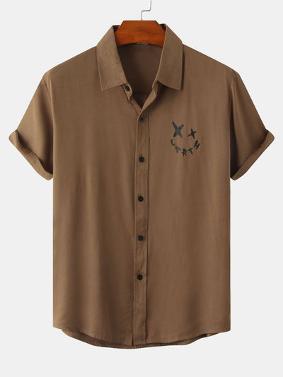 Apisai® | Smiley Graphic Print Button Up Shirt