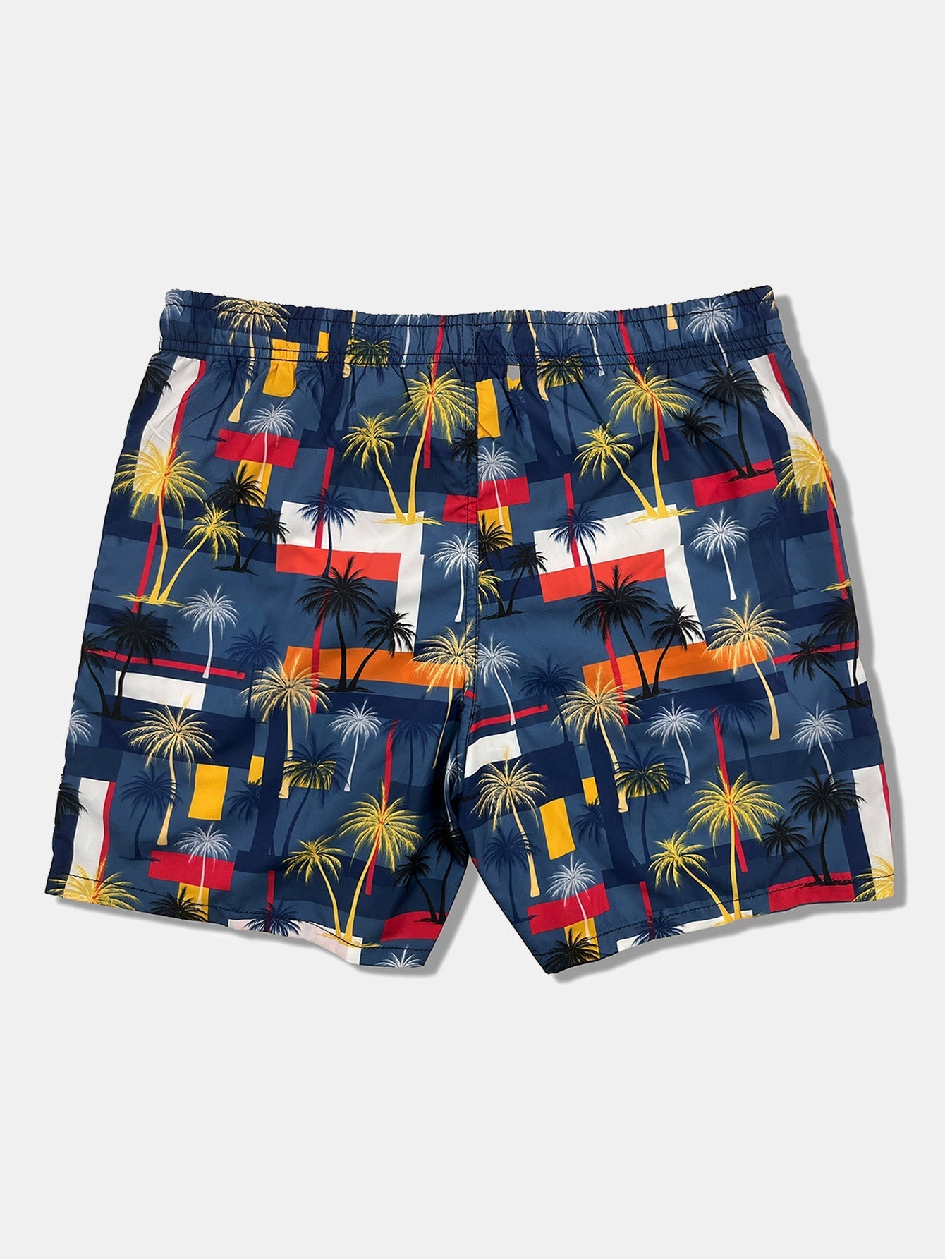 Beltrán® | Linen Rayon Blend Button Up Shirt & Palm Tree Color Block Print Swim Shorts