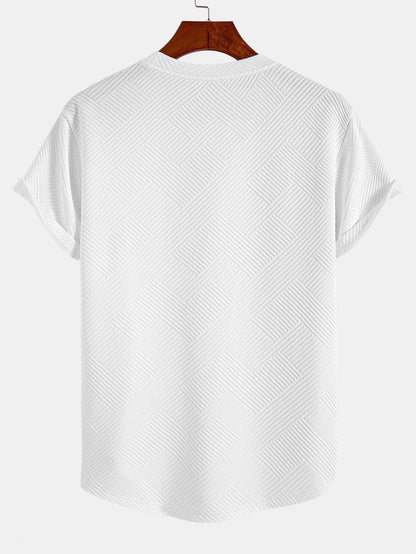 Zacarías® | Short Sleeve Stripe Jacquard Arc Hem T-Shirt
