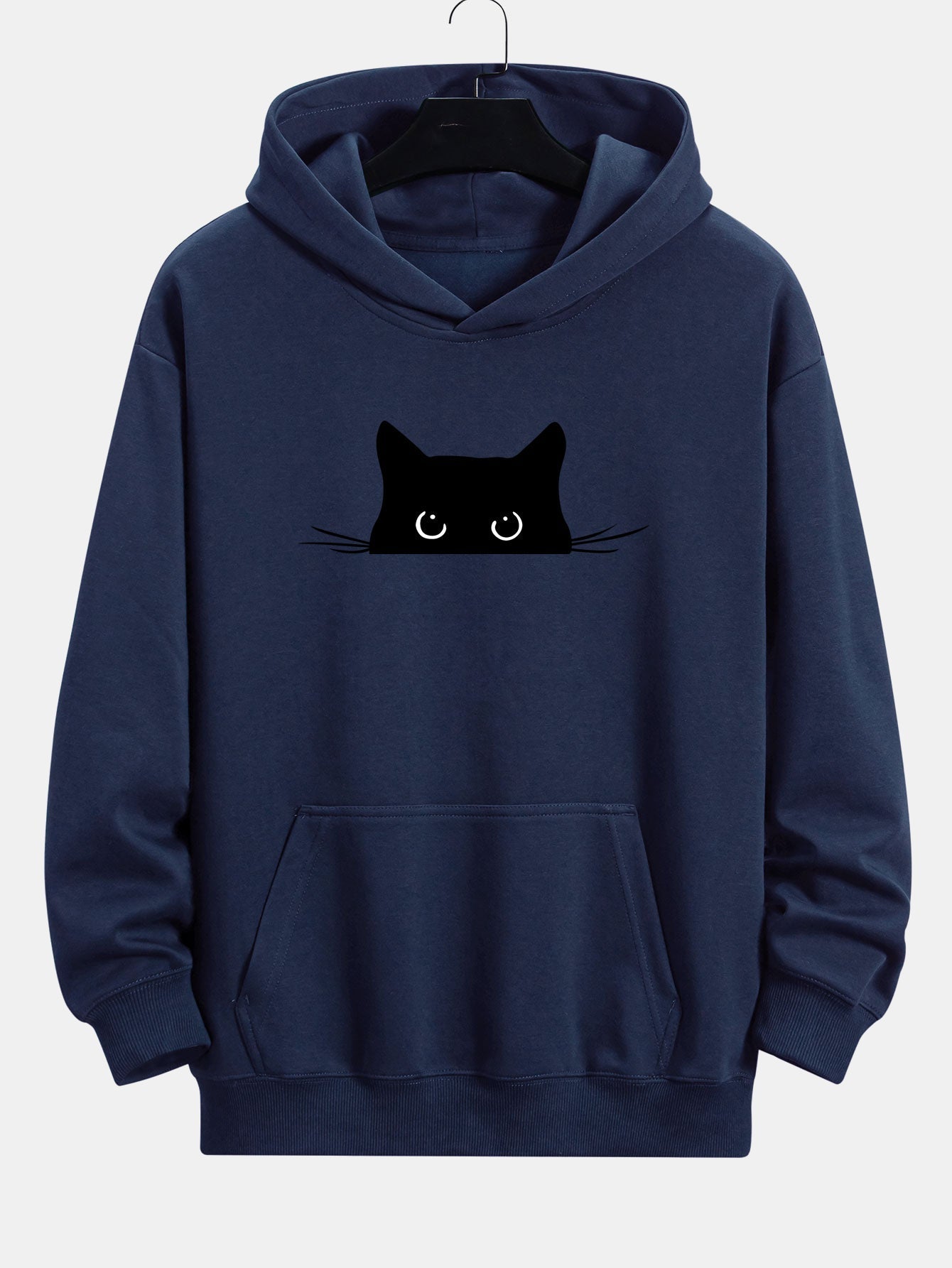 Fausto® | Black Cat Print Relax Fit Hoodie