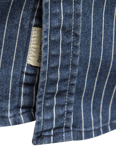 Desiderio® | Stripe Washed Denim Shirt With Pockets