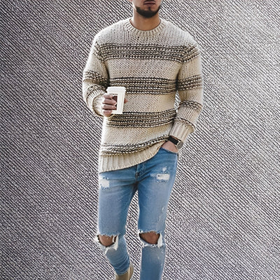 Duniel | Egon – Warm knitted sweater with stripes