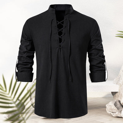 Jotham® | Men'S Cotton And Linen Drawstring T-Shirt