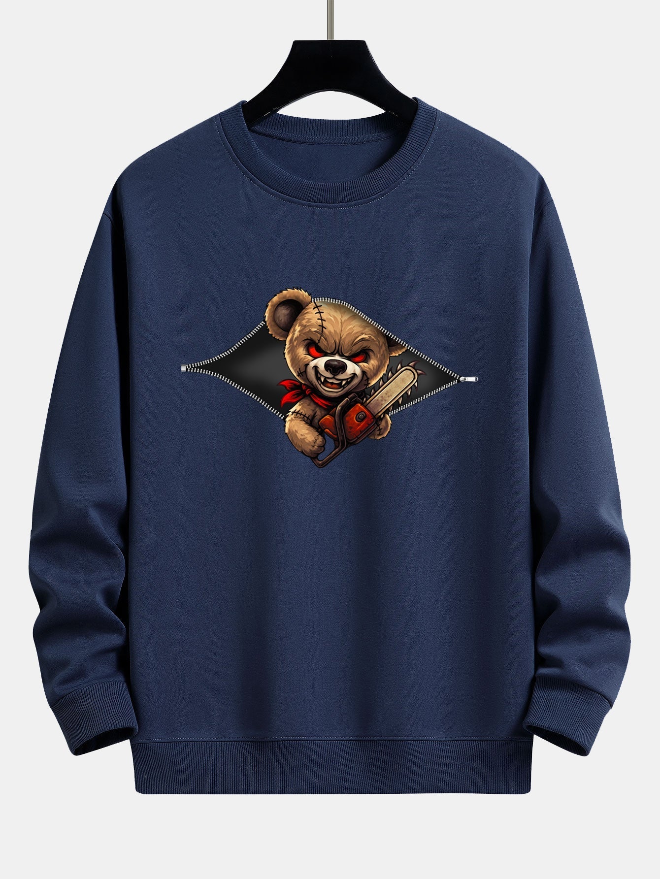 Jael® | Halloween Zipper Evil Bear Print Relax Fit Sweatshirt