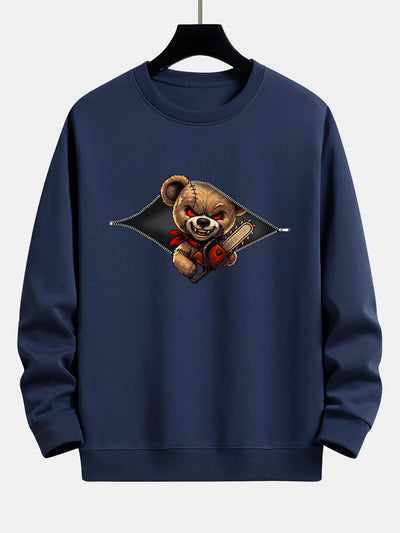 Jael® | Halloween Zipper Evil Bear Print Relax Fit Sweatshirt