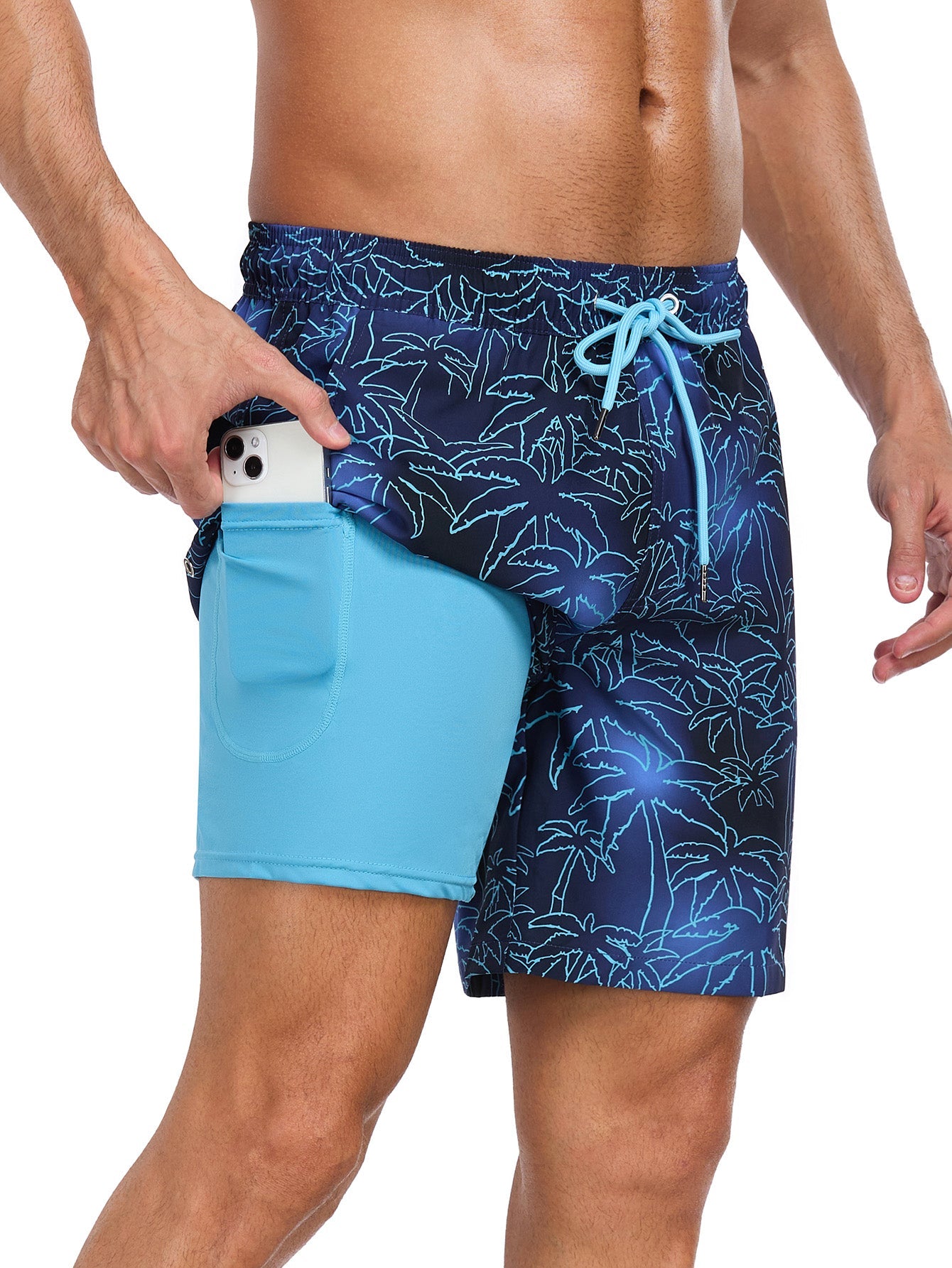 Tobías® | 2 In 1 Palm Tree Print Swim Shorts