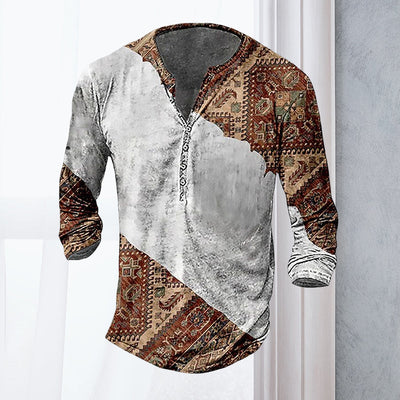 Jon® | Men'S Casual Long-Sleeved V-Neck Printed T-Shirt