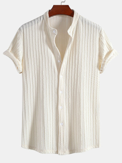 Akira® | Muscle Fit Stand Collar Knitted Ribbed Shirt