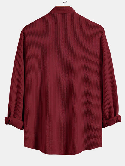 Baldomero® | Long Sleeve Muscle Fit Ribbed Stand Collar Shirt
