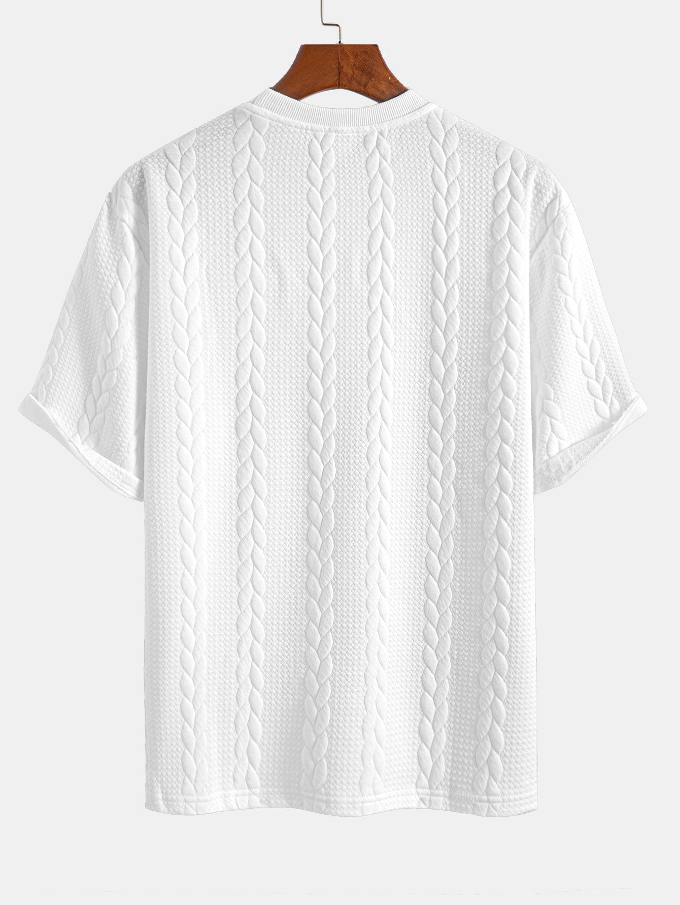 Cyrus® | Relax Fit Mid-Length Sleeve Twist Jacquard T-Shirt & Shorts