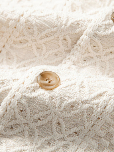 Aristotelis® | Floral Checkerboard Jacquard Cuban Shirt