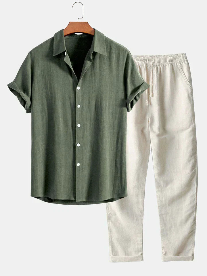 River | Linen blend shirt and straight pants set