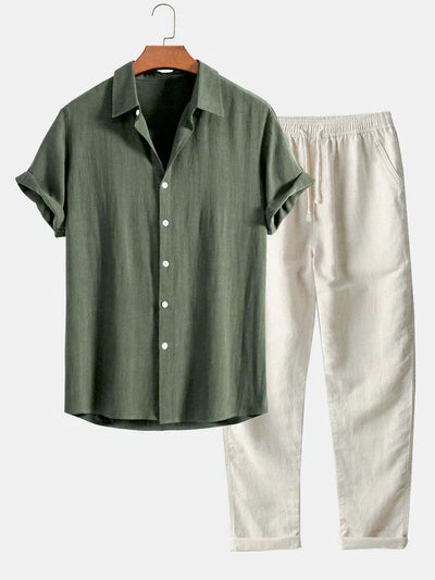 River | Linen blend shirt and straight pants set