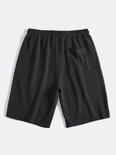 Javier® | Short Sleeved Waffle V-Neck Polo & Drawstring Knitted Waffle Shorts