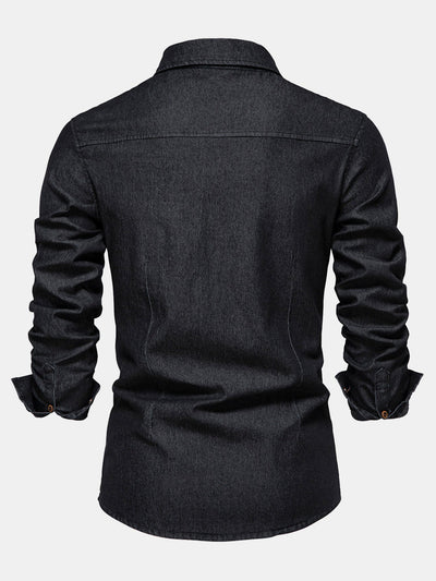 Finbar® | Washed Denim Western Shirt With Pockets