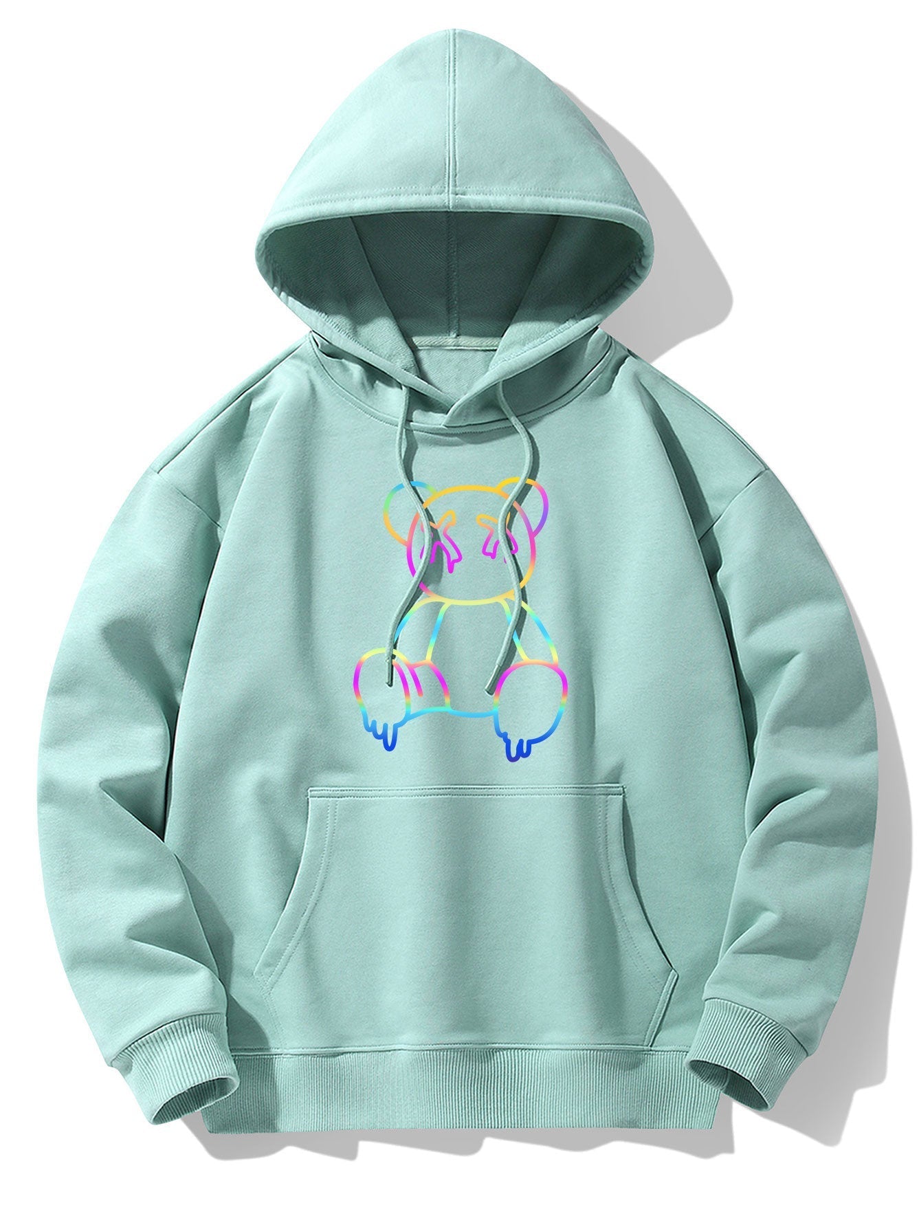 Xavier | Gradient Dissolving Bear Print Drop Shoulder Relaxed Hoodie
