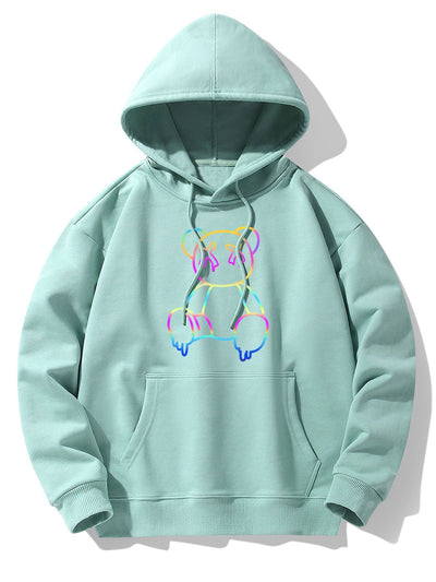 Xavier | Gradient Dissolving Bear Print Drop Shoulder Relaxed Hoodie