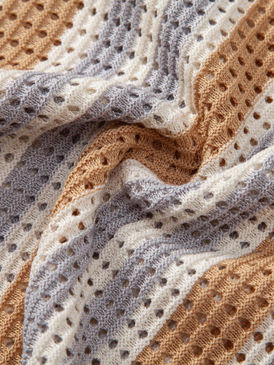 hola STRIPED SHIRT WITH CROCHET EYELETS