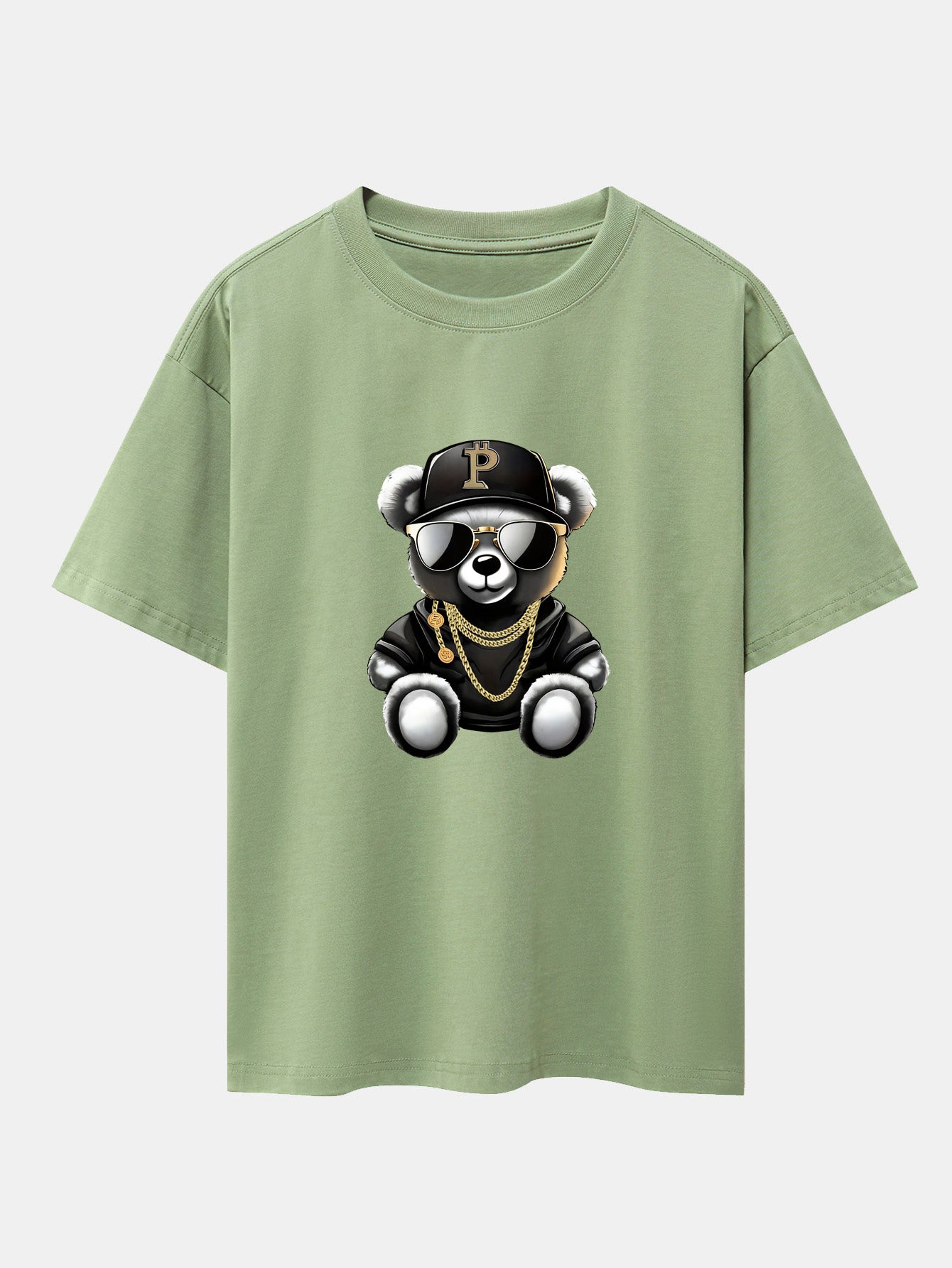 Miqueas® | Hip Hop Bear Print Drop Shoulder Oversize T-Shirt