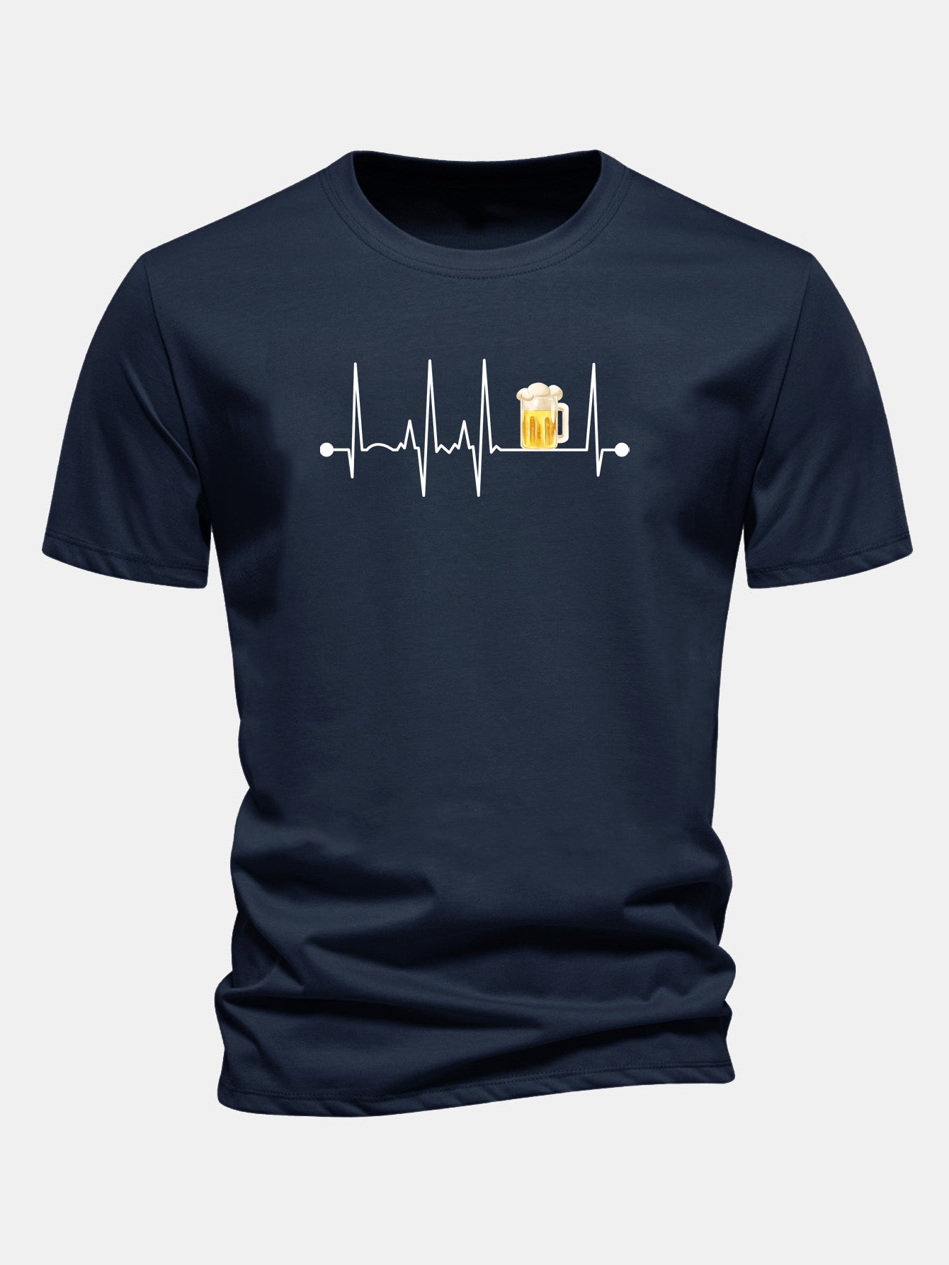 Jericó® | Regular Fit Beer Heartbeat Print Cotton T-Shirt