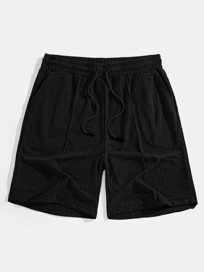 Edilberto® | Striped Towelling Texture Arc Hem T-Shirt & Shorts