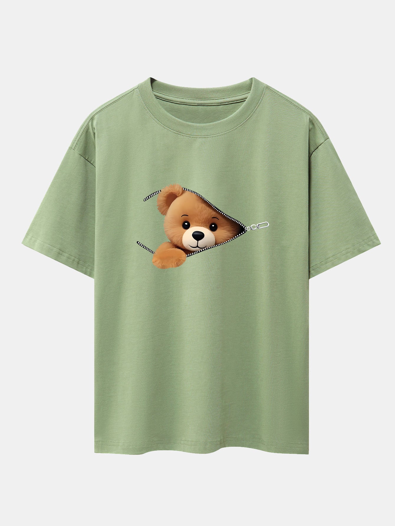 Gumersindo® | Zipper Bear Print Drop Shoulder Oversize T-Shirt