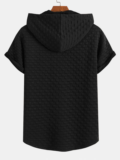 Jamie® | Checkerboard Jacquard Arc Hem Hooded T-Shirt & Checkerboard Jacquard Shorts