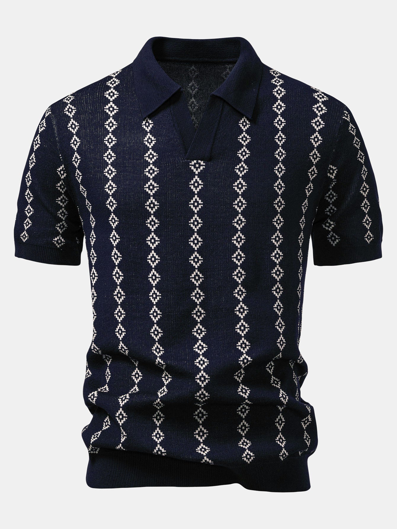 Joseph | Geometric Knit V Neck Polo Shirt