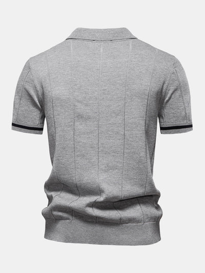 Grayson | Contrast Trim Zipper Knit Polo Shirt