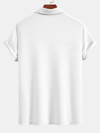 Esau® | Short Sleeved V-Neck Ribbed Polo & Straight Leg Ribbed Pants