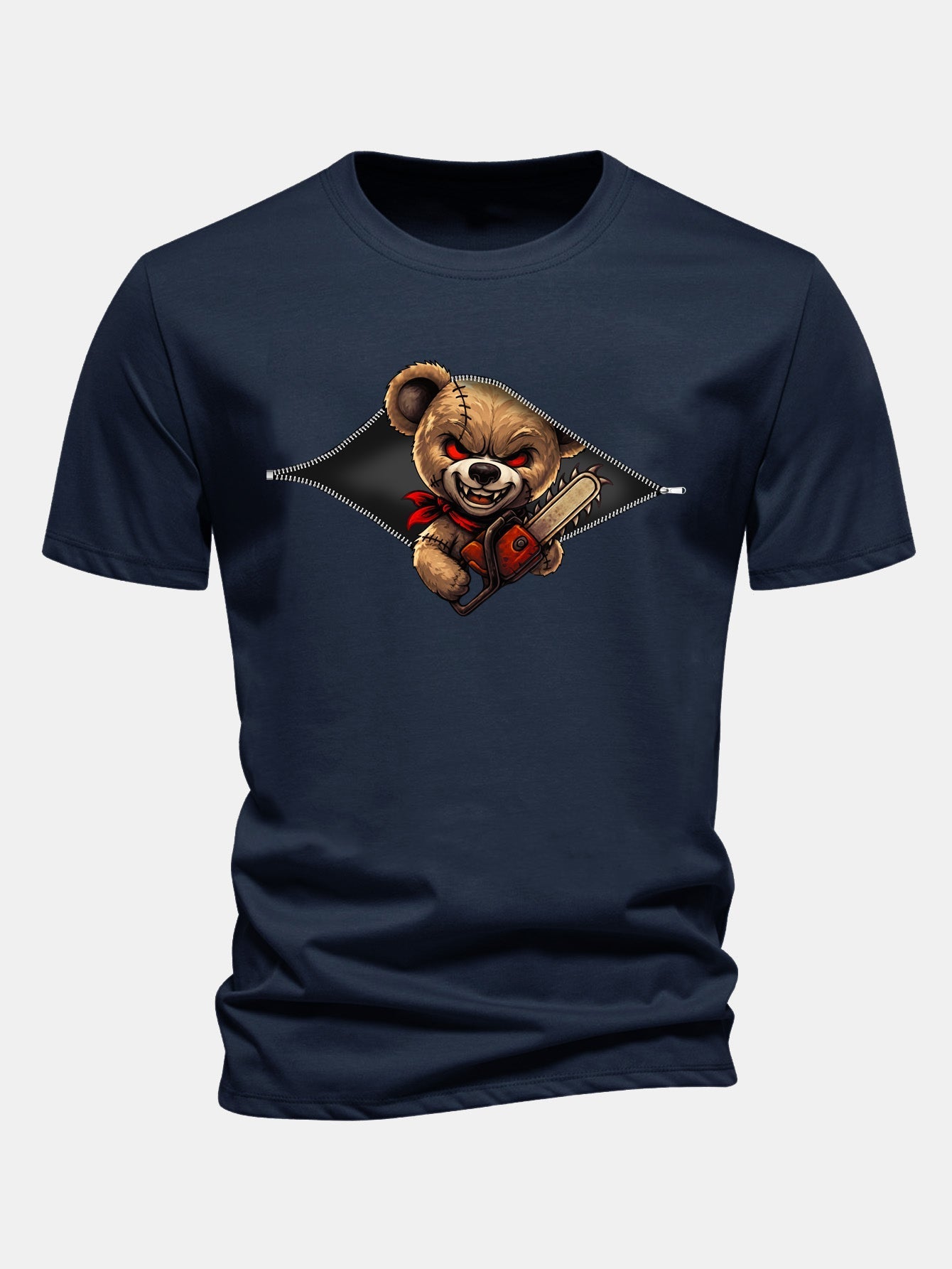 Jabes® | Regular Fit Halloween Zipper Evil Bear Print Cotton T-Shirt