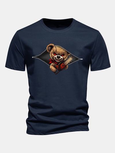 Jabes® | Regular Fit Halloween Zipper Evil Bear Print Cotton T-Shirt