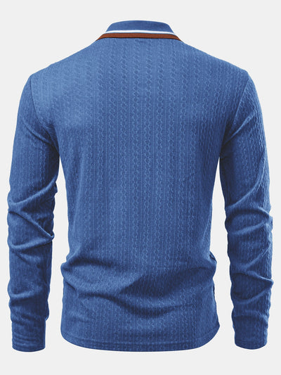 Jacob | Long Sleeve Twist Jacquard Polo Shirt