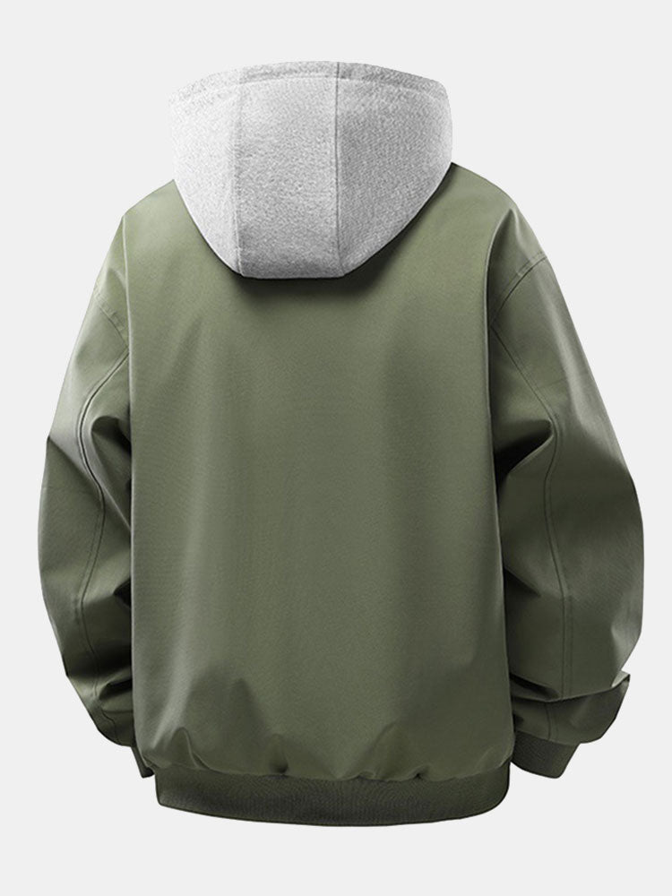 Efraín® | Relax Fit Contrast Corduroy Bomber Jacket With Detachable Hood