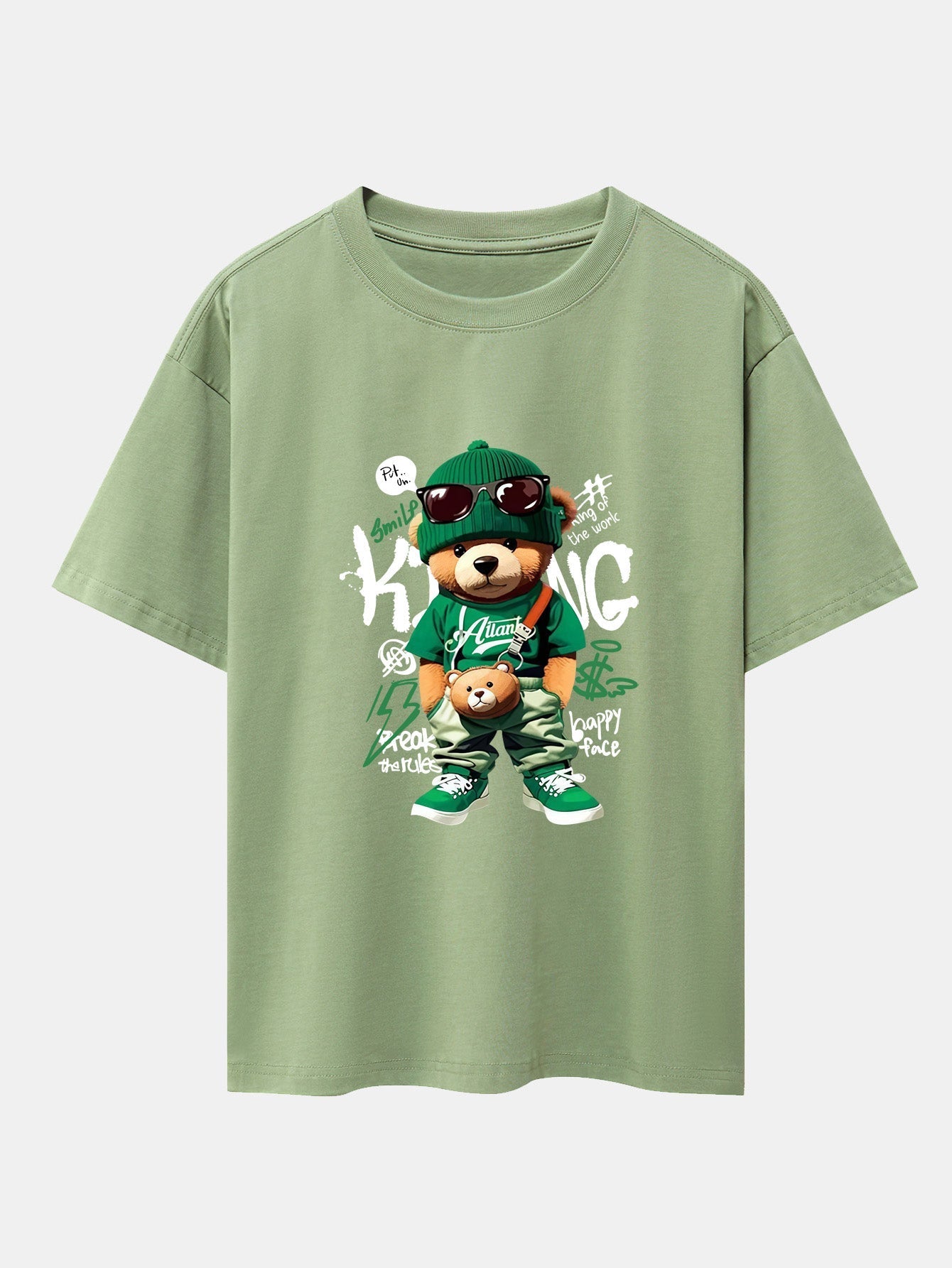 Micaías® | Graffiti Bear Print Drop Shoulder Oversize T-Shirt