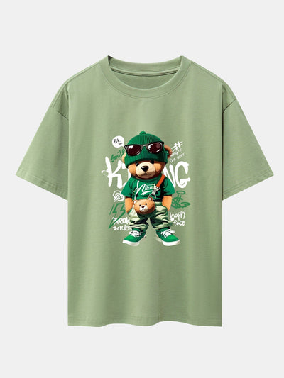 Micaías® | Graffiti Bear Print Drop Shoulder Oversize T-Shirt