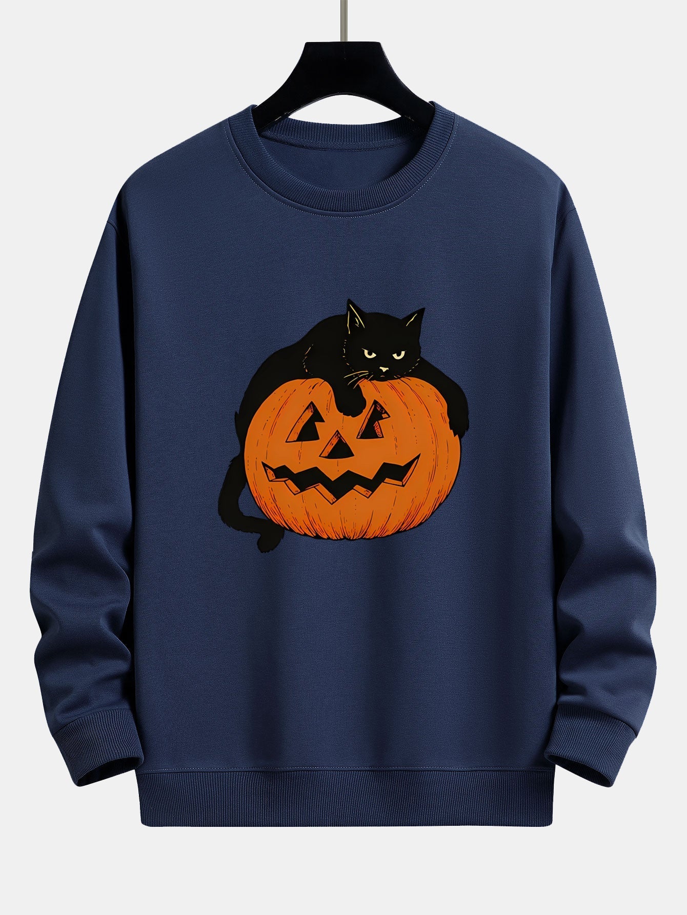 Belisario® | Pumpkin Black Cat Print Relax Fit Sweatshirt