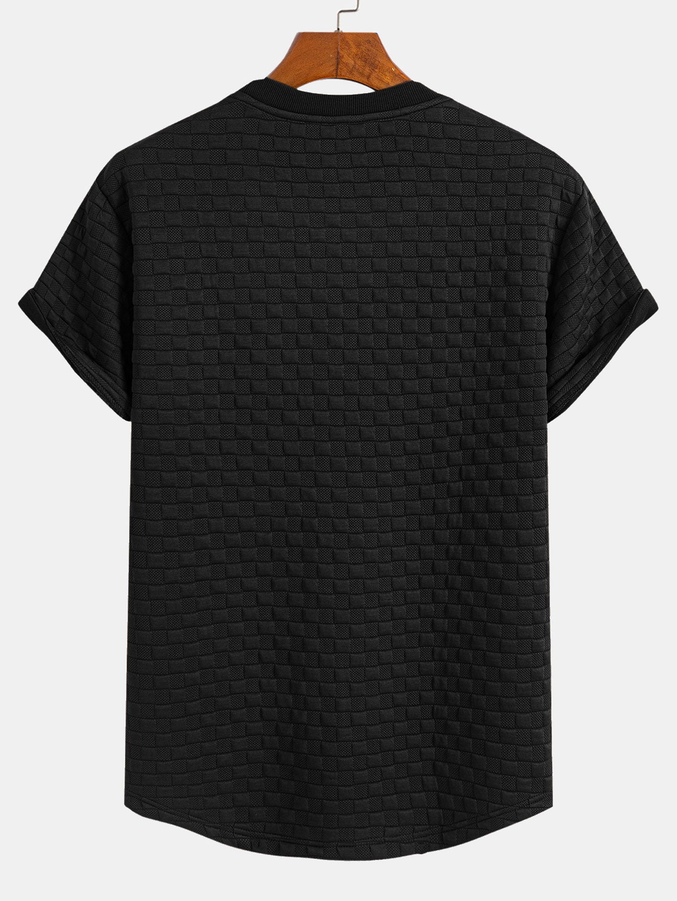 Eulogio® | Checkerboard Jacquard Arc Hem T-Shirt