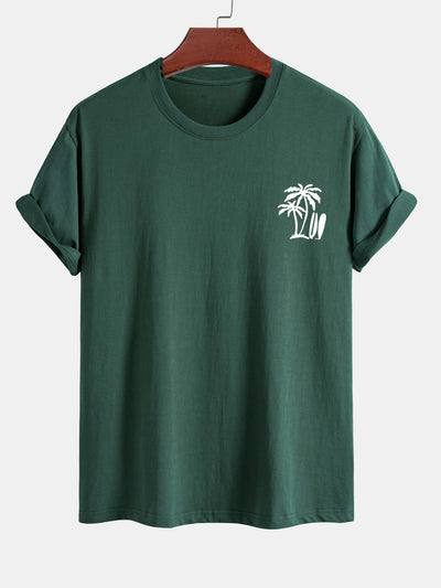 Darío® | Palm Tree Surfboard Print Cotton T-Shirt