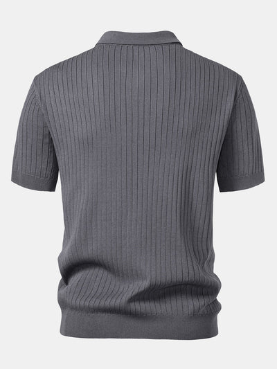 Connor | Stripe V Neck Knit Polo Shirt