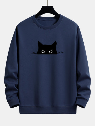 Federico® | Black Cat Print Relax Fit Sweatshirt