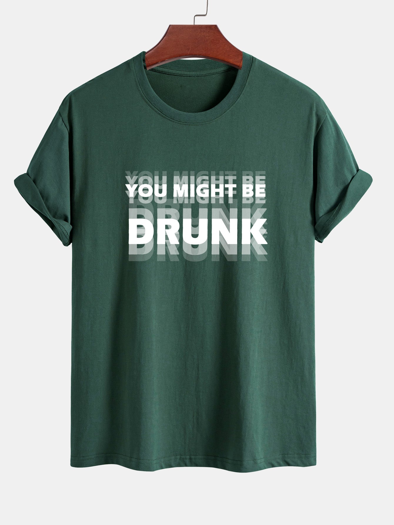 Elijah® | Regular Fit You Might Be Drunk Print Cotton T-Shirt