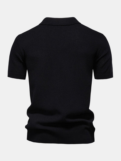 Elton® | Pineapple Texture Knit V Neck Polo